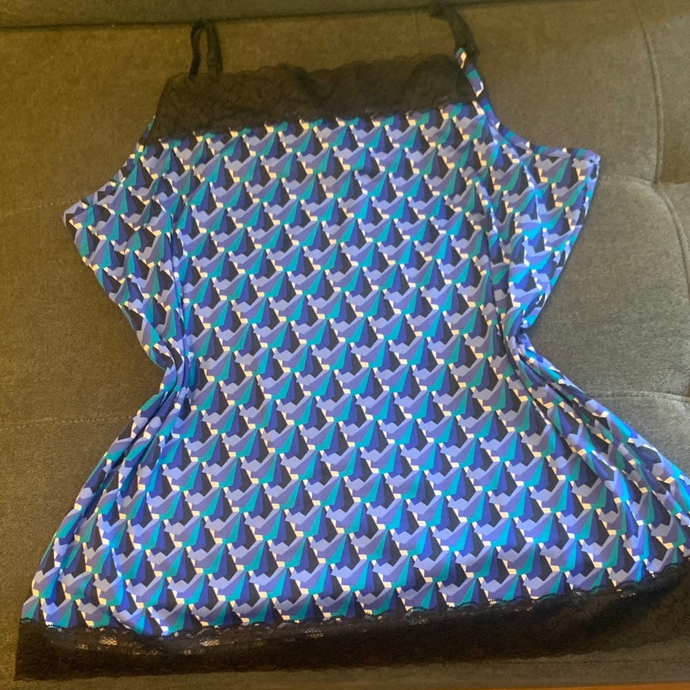 Fashion Bug Blue and Black Lace Camisole